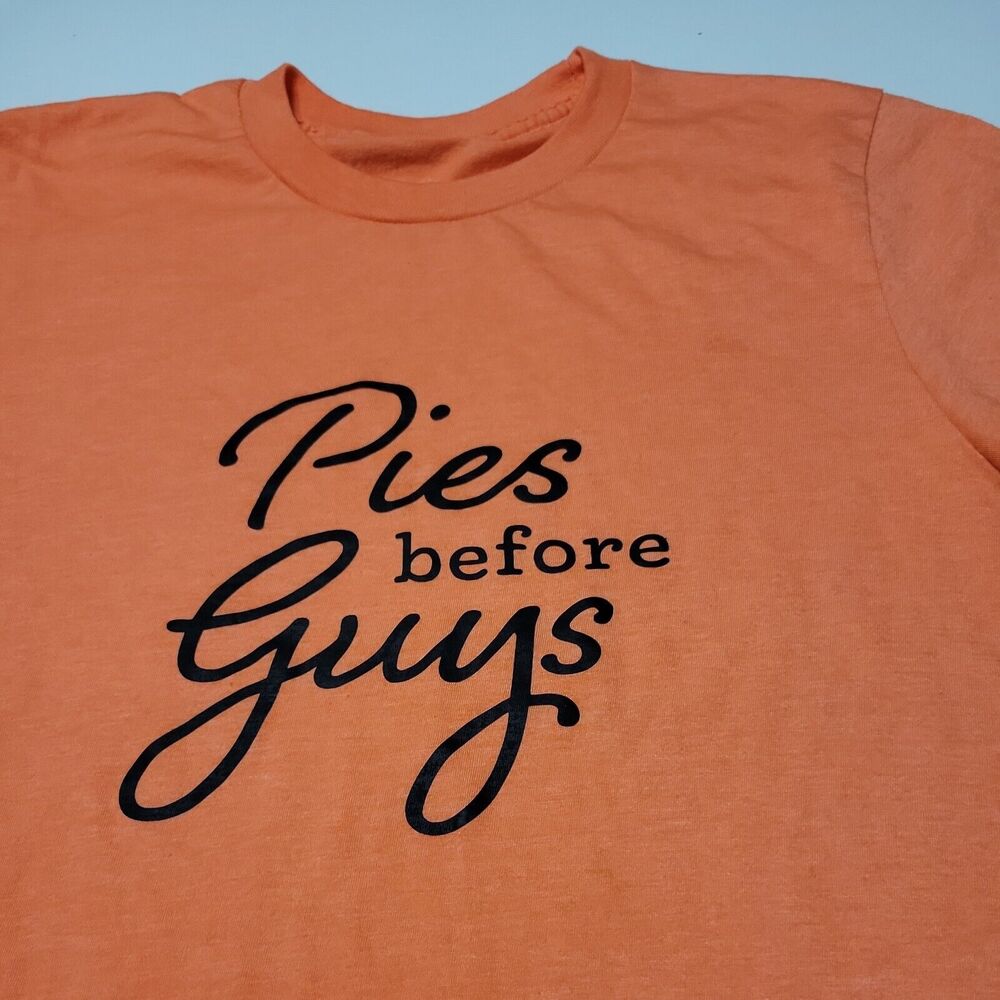 Bella + Canvas Women S Graphic T-Shirt Heathered Orange Pies Before Guys Holiday - Picture 6 of 12
